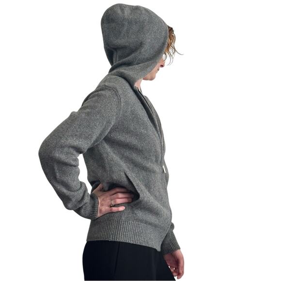 The Row Cashmere Sweater size XS Grey Melange Full Zip Hooded Pockets - Picture 3 of 11